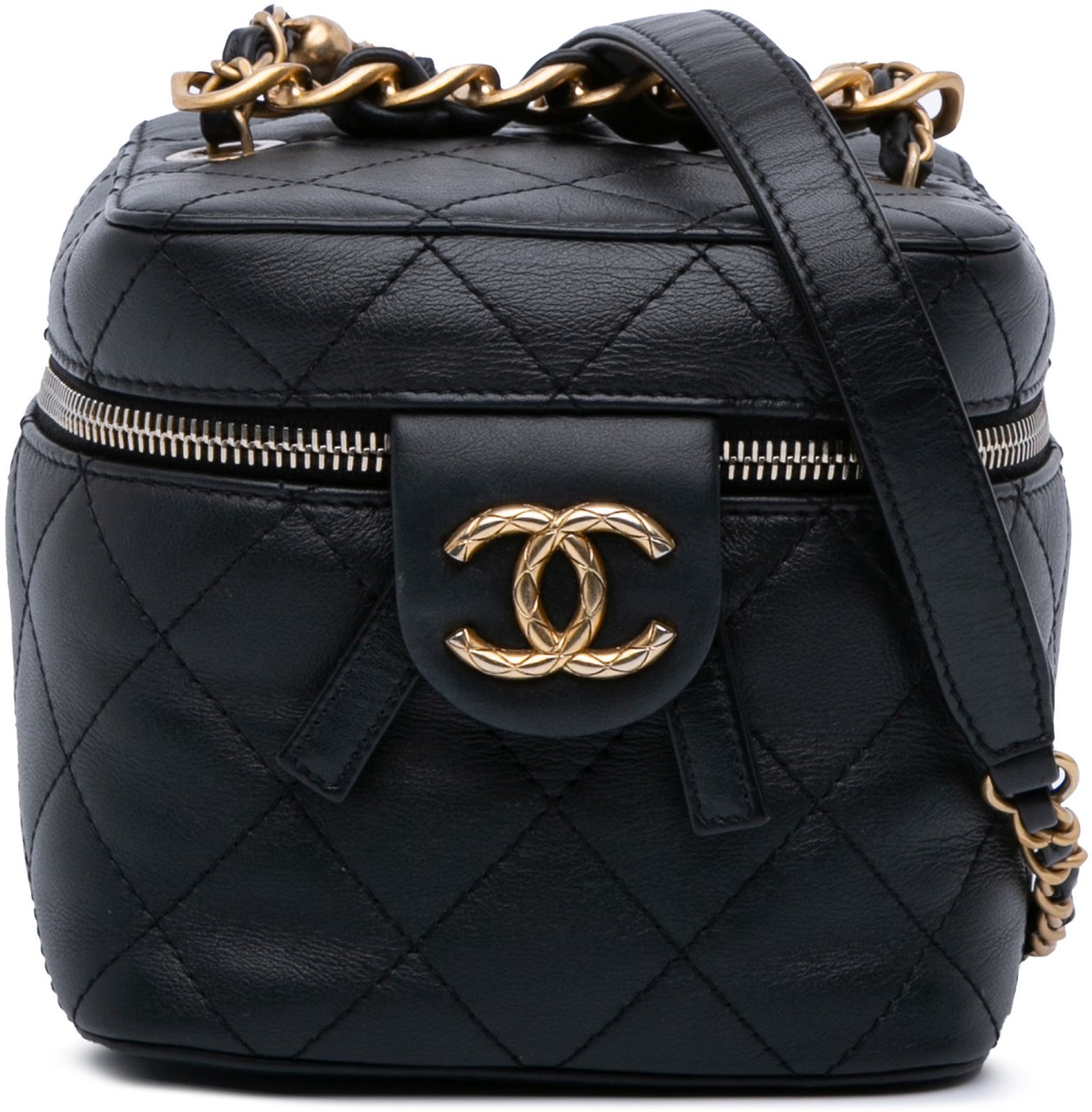 Chanel Small CC Lambskin Vanity Case Zwart