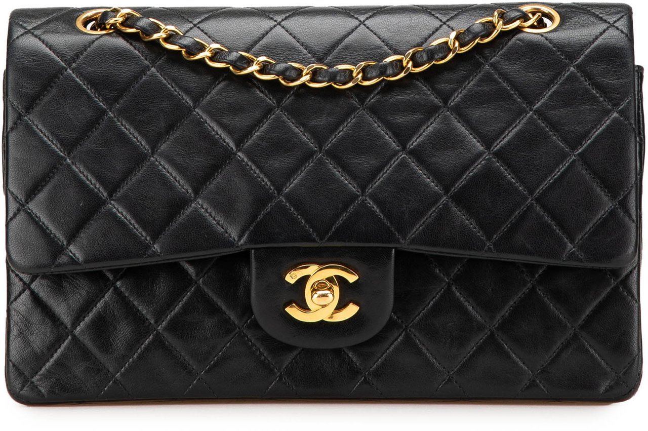 Chanel Medium Classic Lambskin Double Flap Zwart