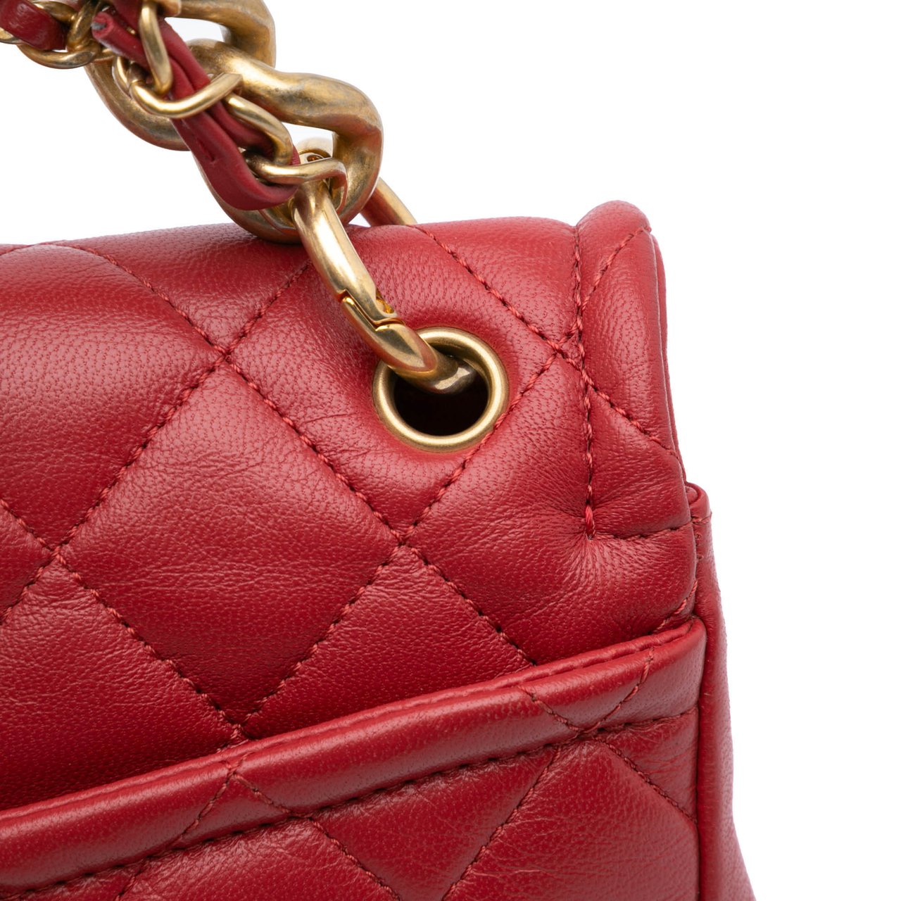 Chanel Small Quilted Lambskin Chain Link Flap Rood