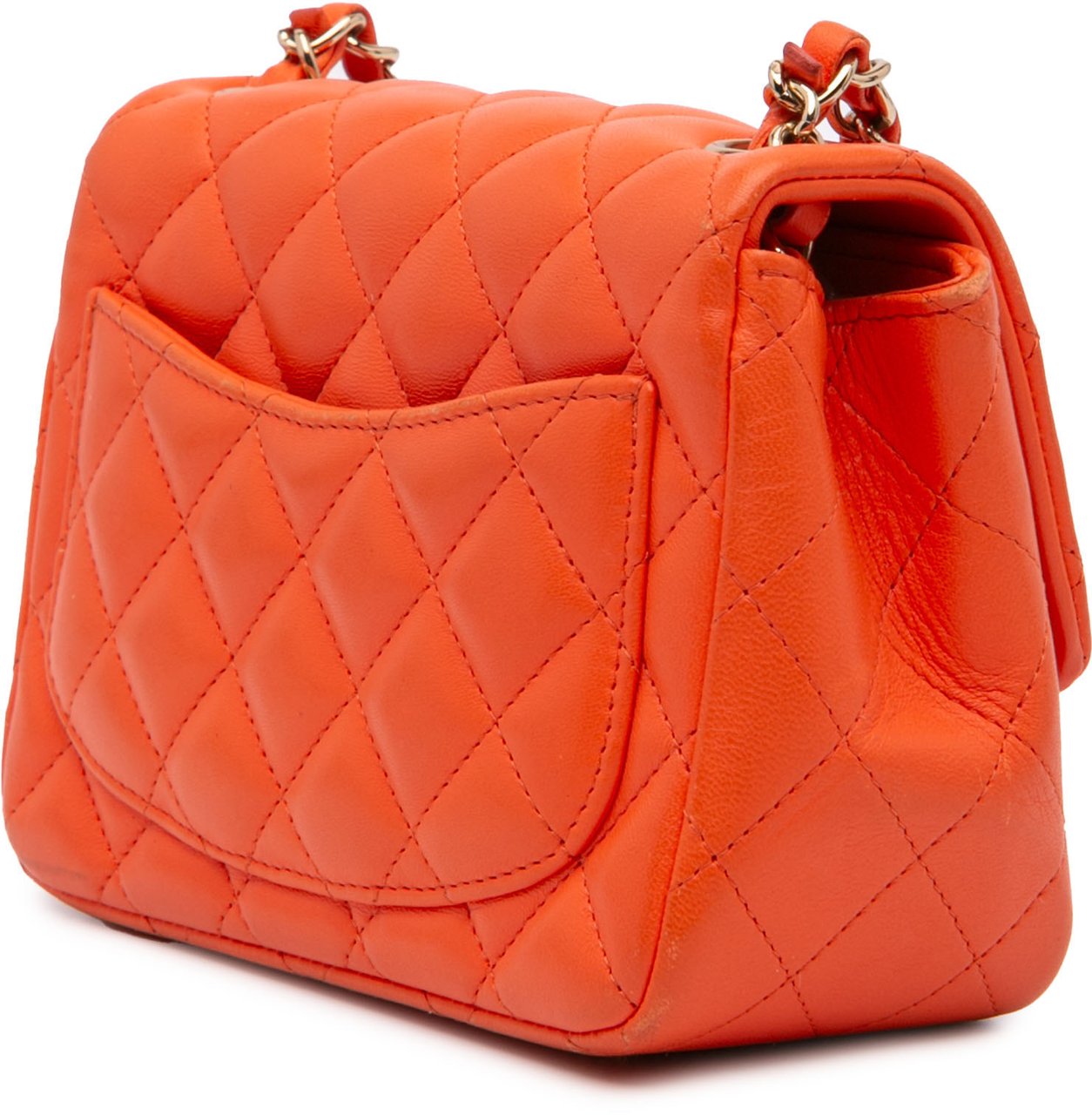 Chanel Mini Square Classic Lambskin Single Flap Oranje