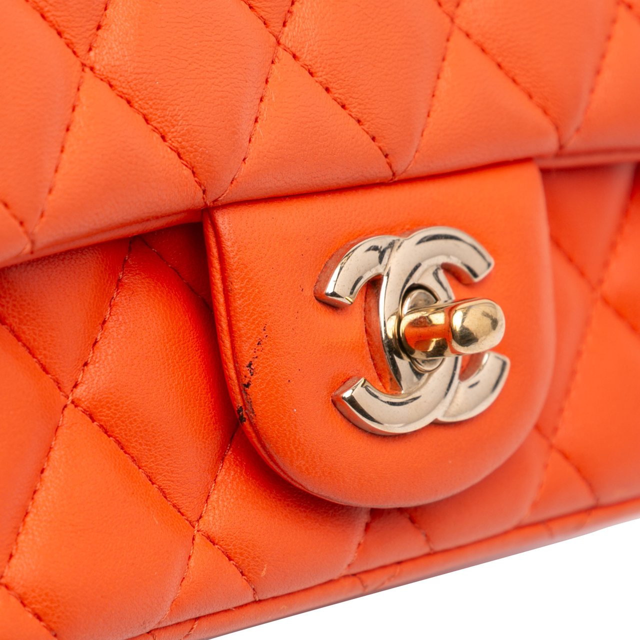 Chanel Mini Square Classic Lambskin Single Flap Oranje