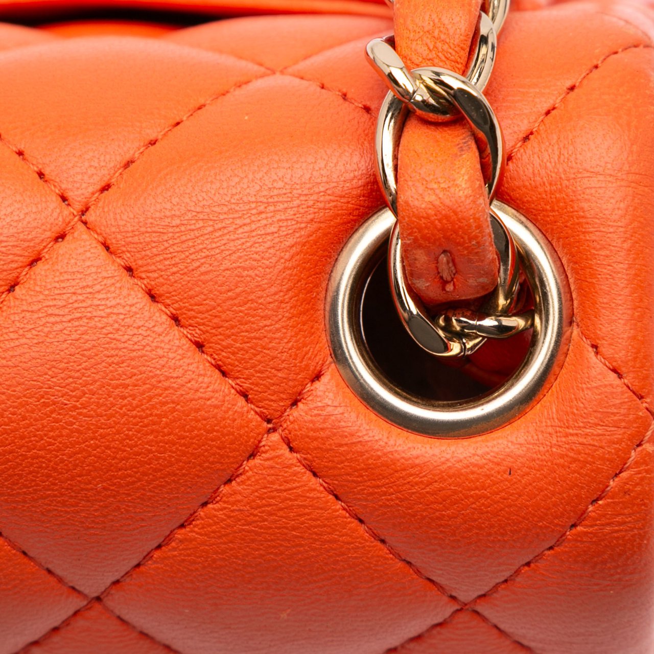 Chanel Mini Square Classic Lambskin Single Flap Oranje