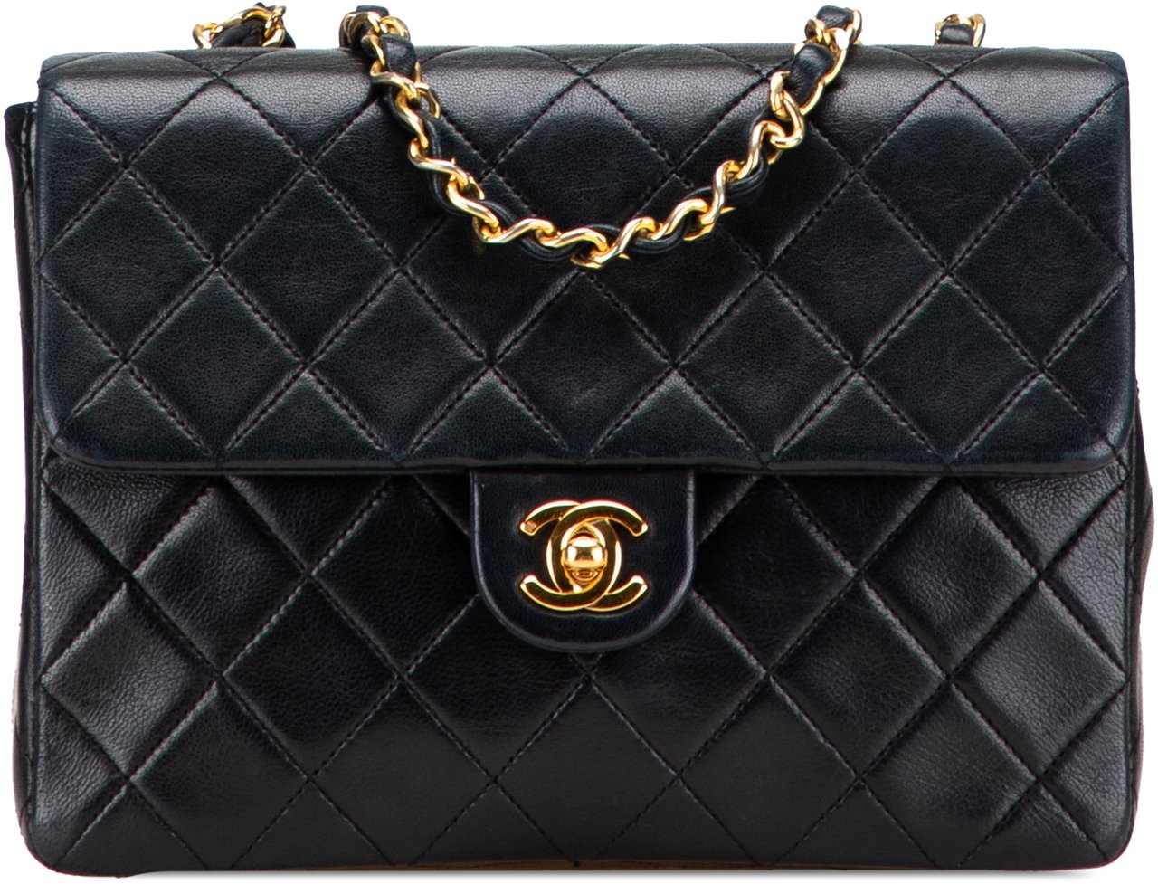 Chanel Small Square Quilted Lambskin Flap Zwart