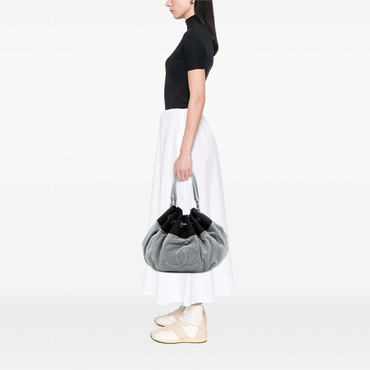 Chanel Lambskin Stretch Spirit Cabas Tote Grijs