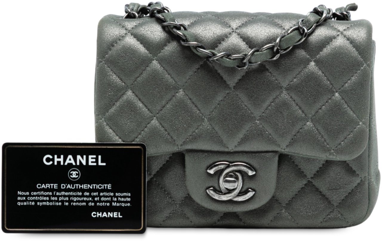 Chanel Mini Square Classic Lambskin Single Flap Grijs