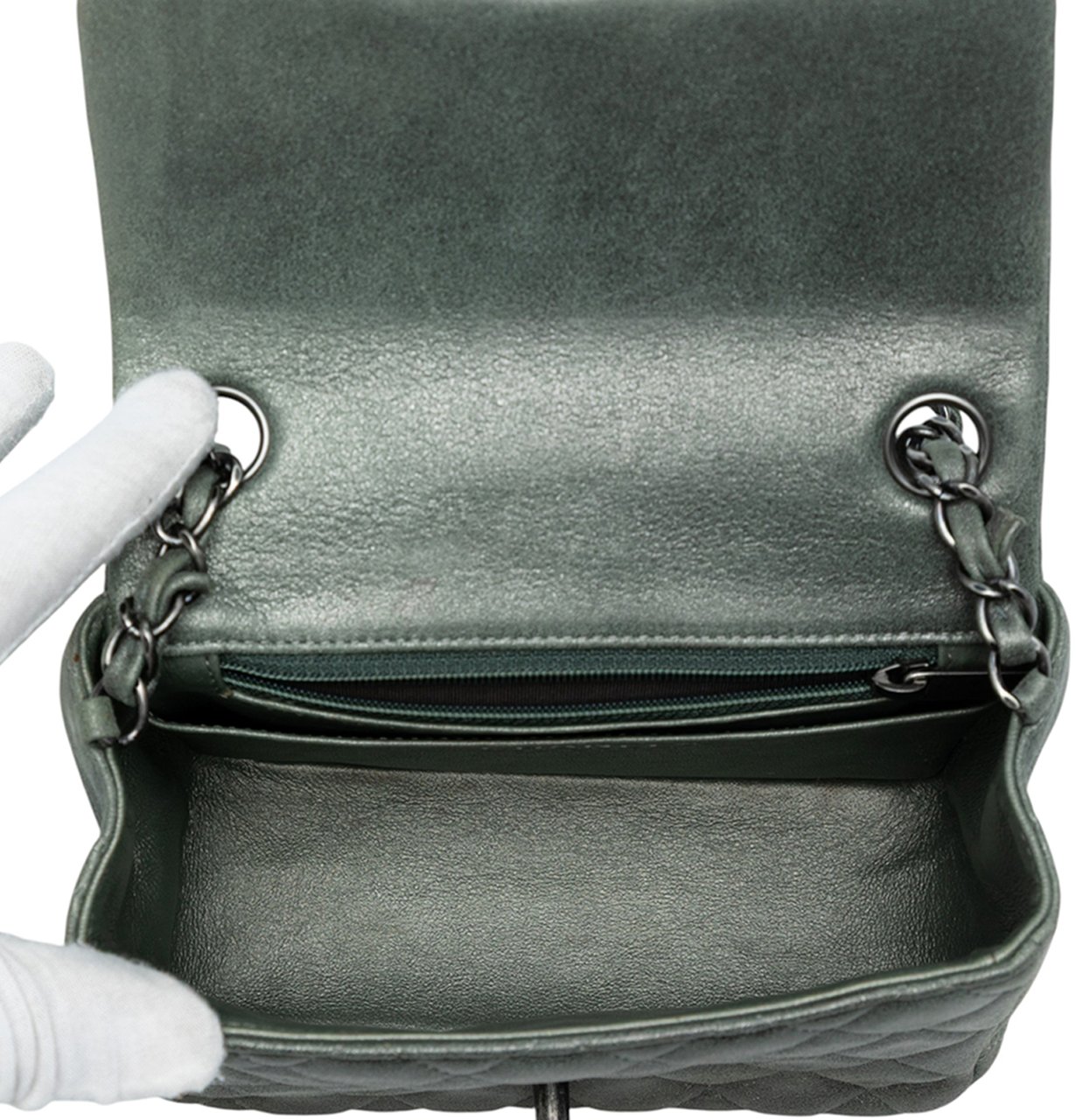 Chanel Mini Square Classic Lambskin Single Flap Grijs