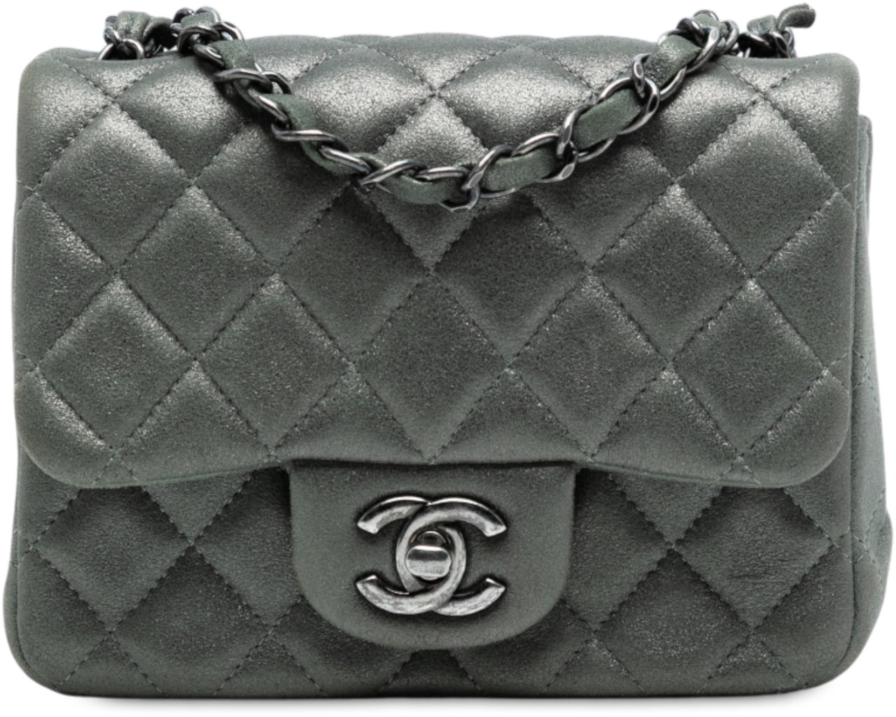 Chanel Mini Square Classic Lambskin Single Flap Grijs