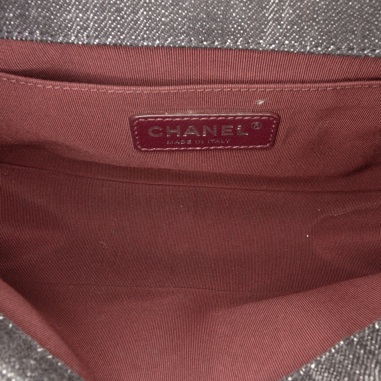 Chanel Old Medium Quilted Denim Boy Flap Grijs