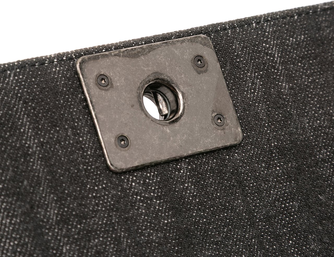 Chanel Old Medium Quilted Denim Boy Flap Grijs