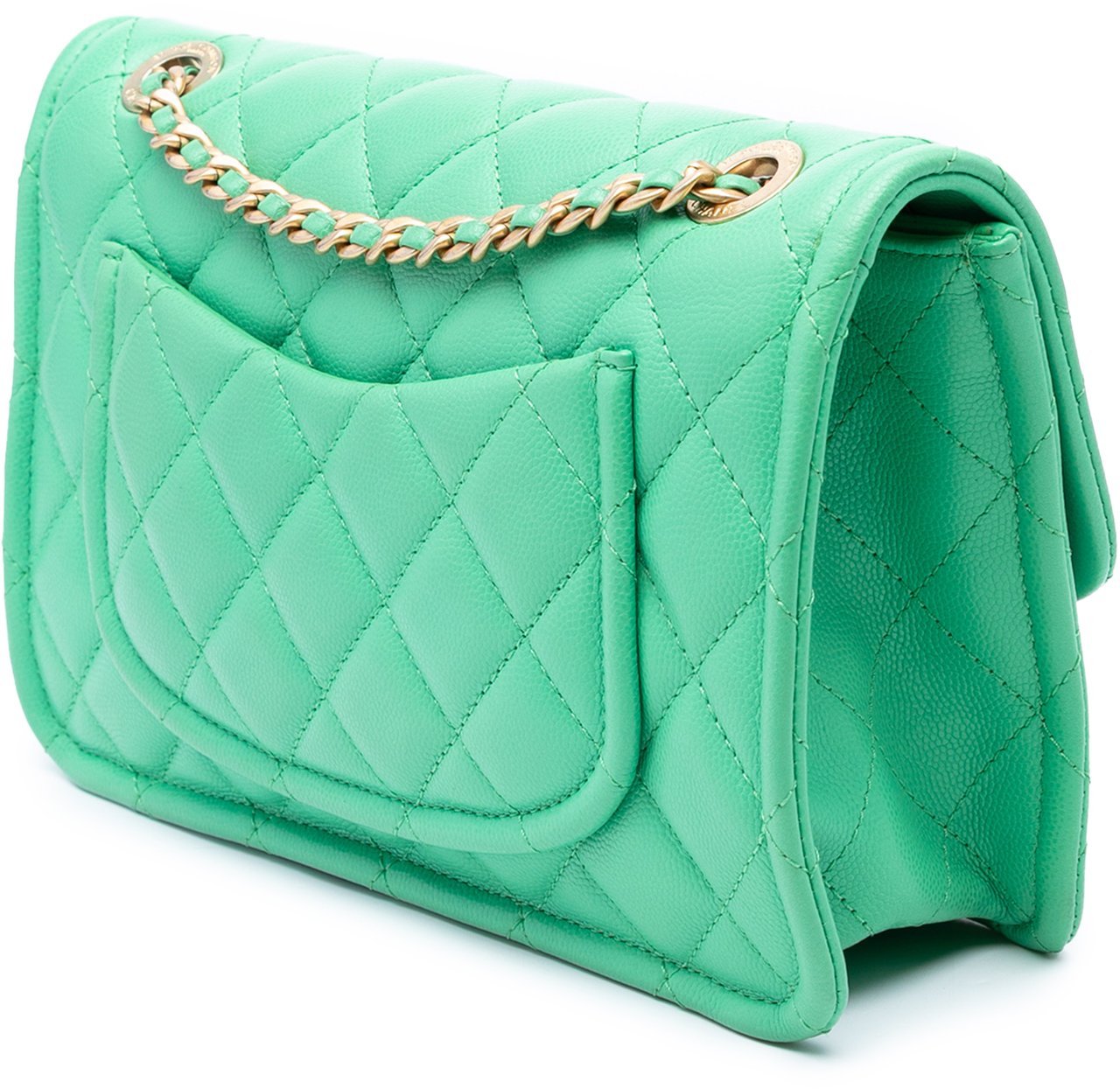 Chanel Medium Quilted Caviar Sweet Flap Groen