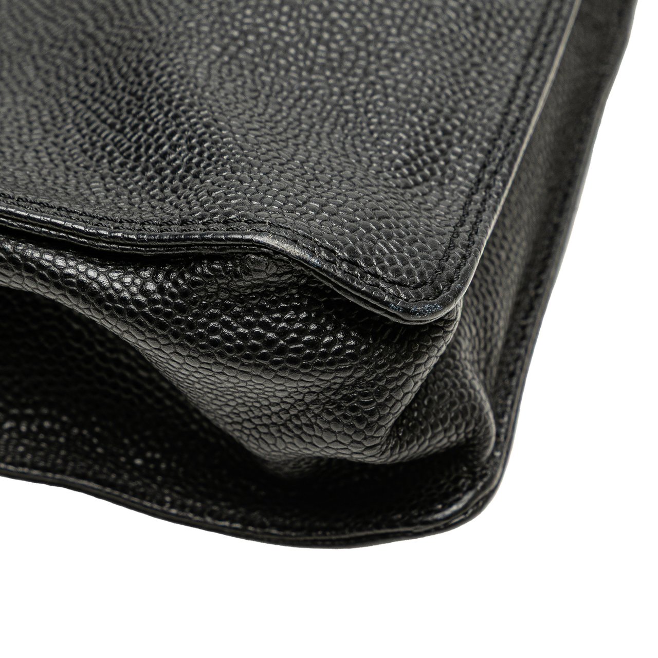 Chanel CC Caviar Wood Top Handle Tote Zwart