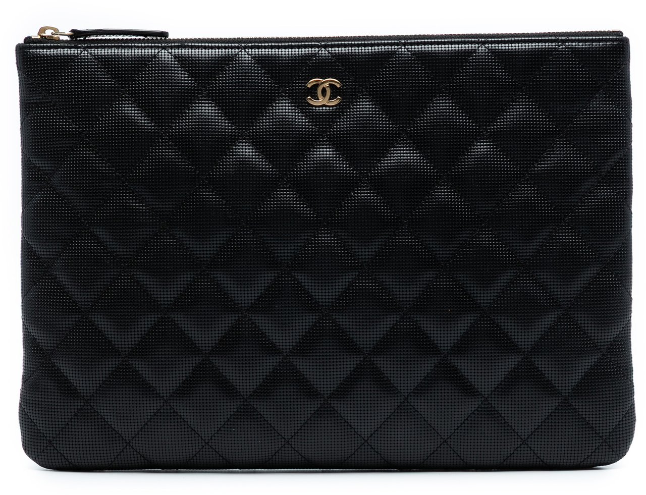 Chanel Medium Quilted Calfskin Pixel Effect O Case Clutch Zwart