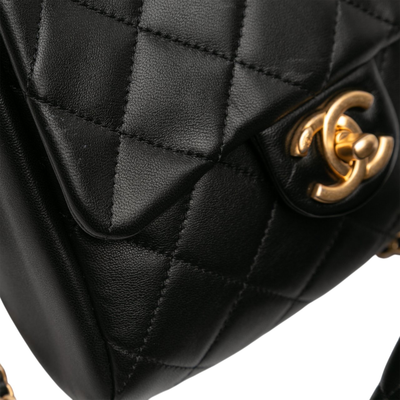 Chanel CC Quilted Lambskin Side Packs Crossbody Zwart