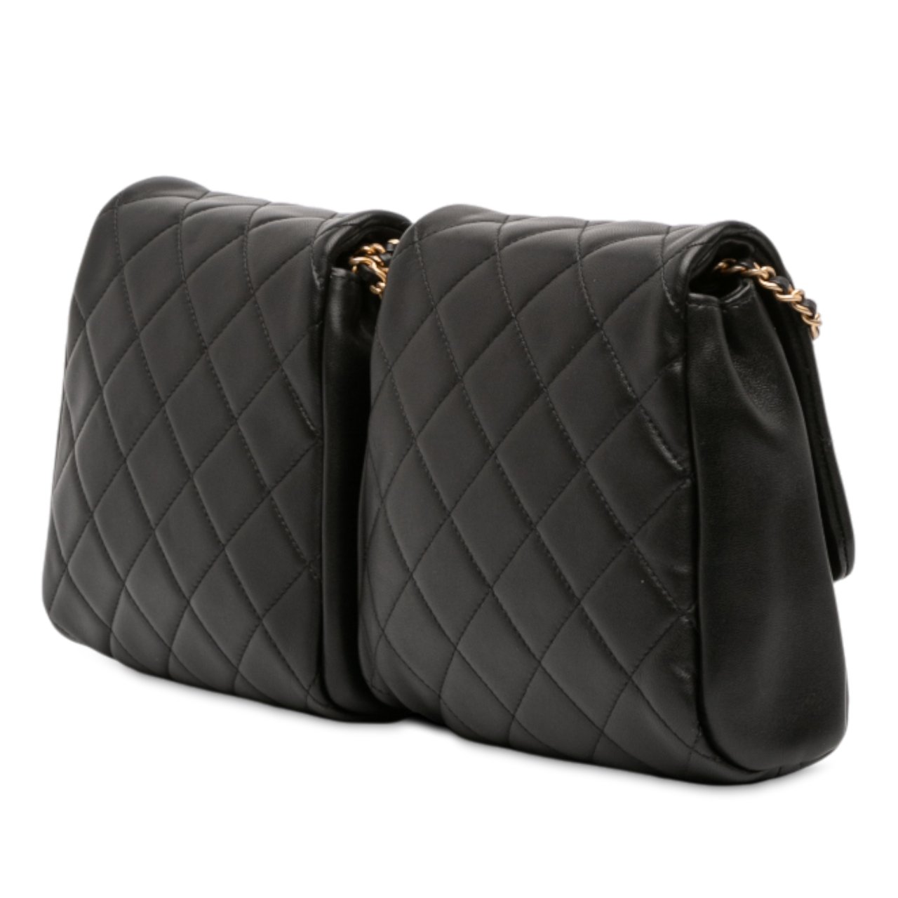 Chanel CC Quilted Lambskin Side Packs Crossbody Zwart