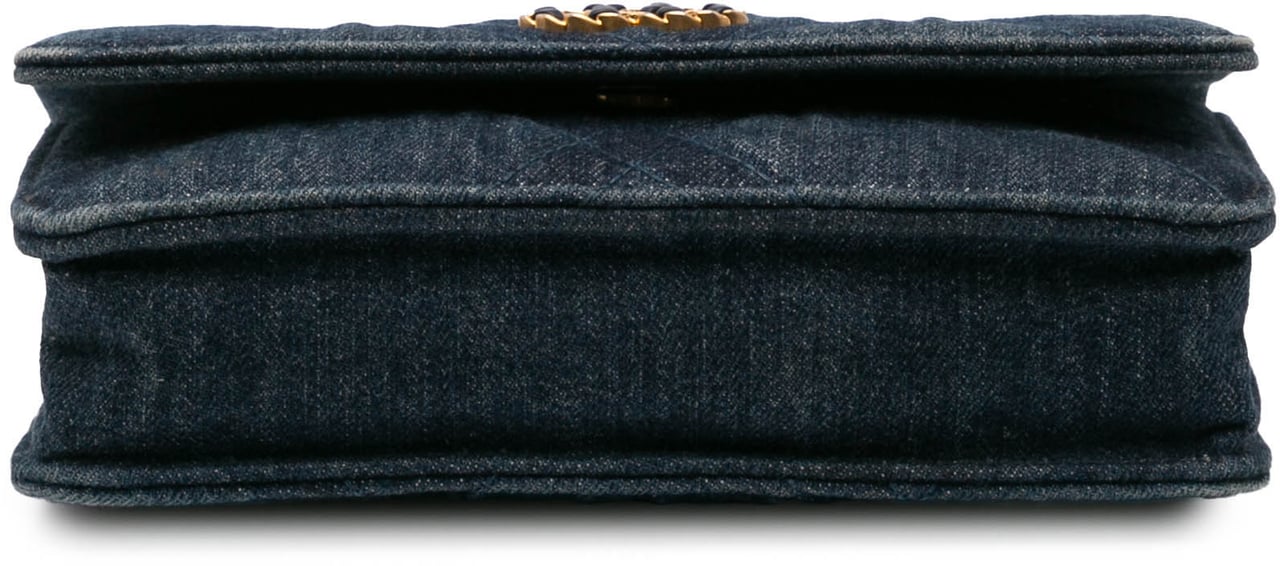 Chanel Denim 19 Flap Wallet On Chain Blauw