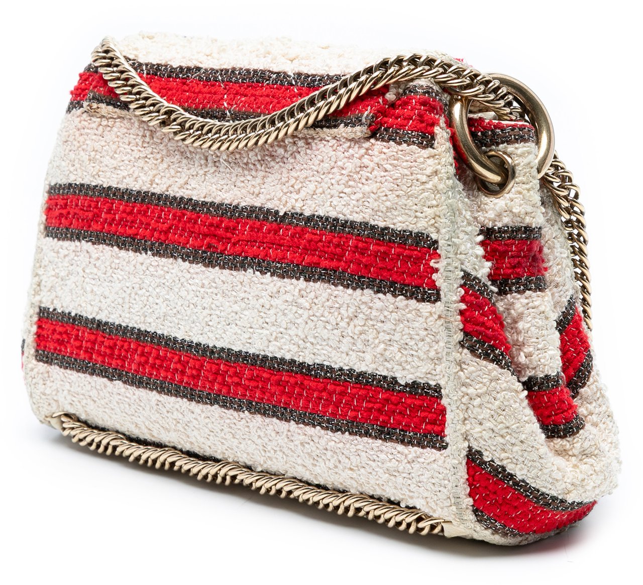 Chanel CC Quilted Tweed Striped Single Flap Wit