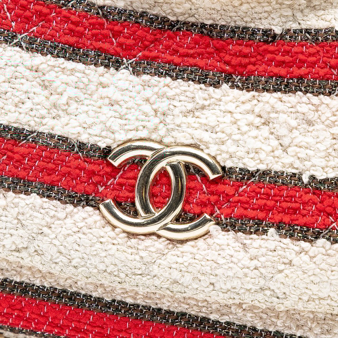 Chanel CC Quilted Tweed Striped Single Flap Wit