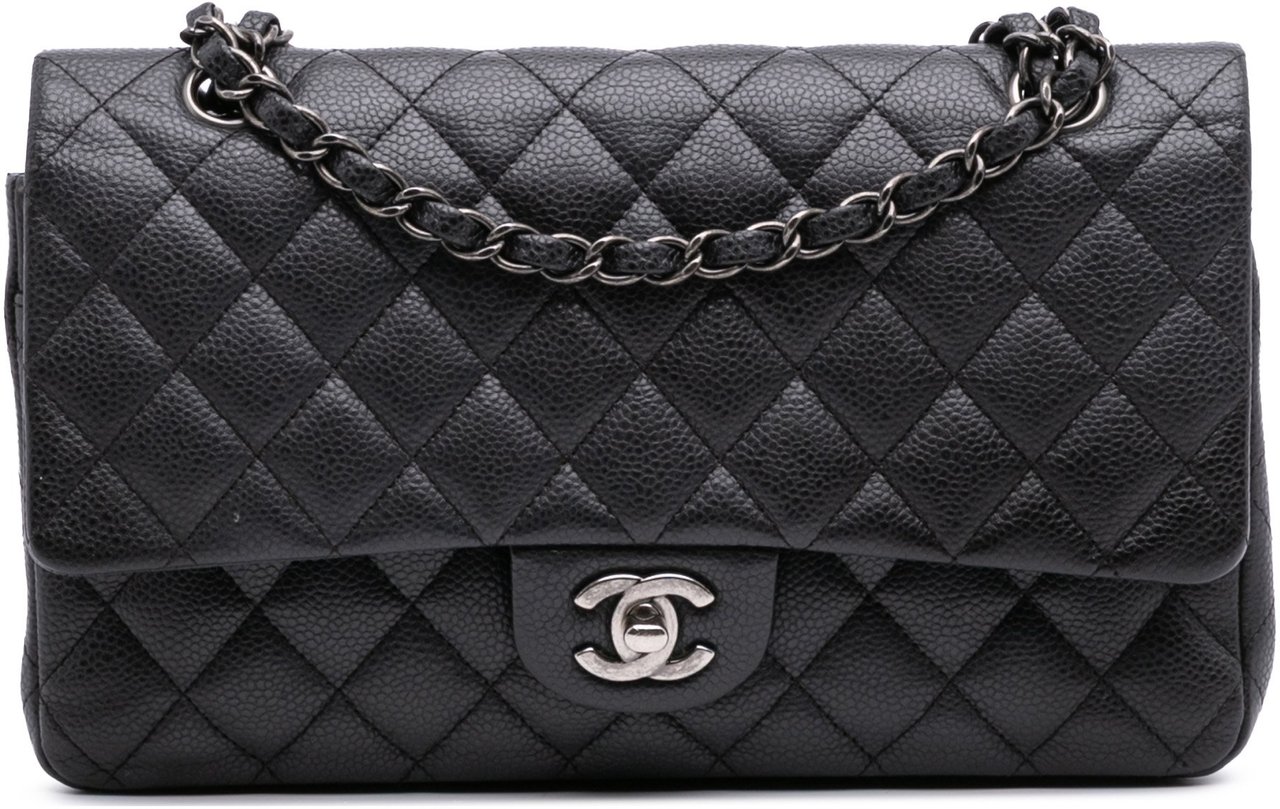 Chanel Medium Classic Caviar Double Flap Zwart