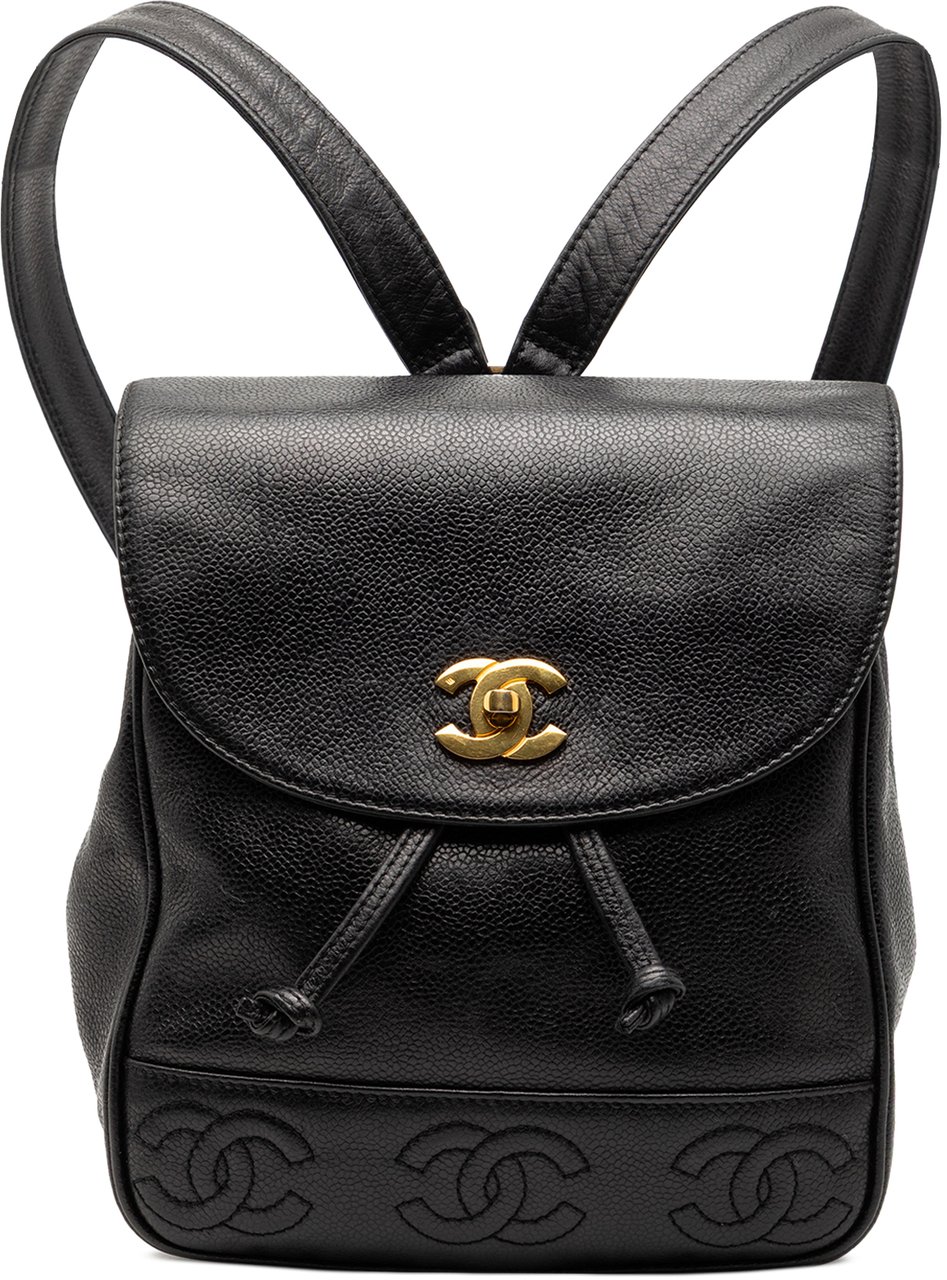 Chanel Caviar Triple CC Backpack Zwart