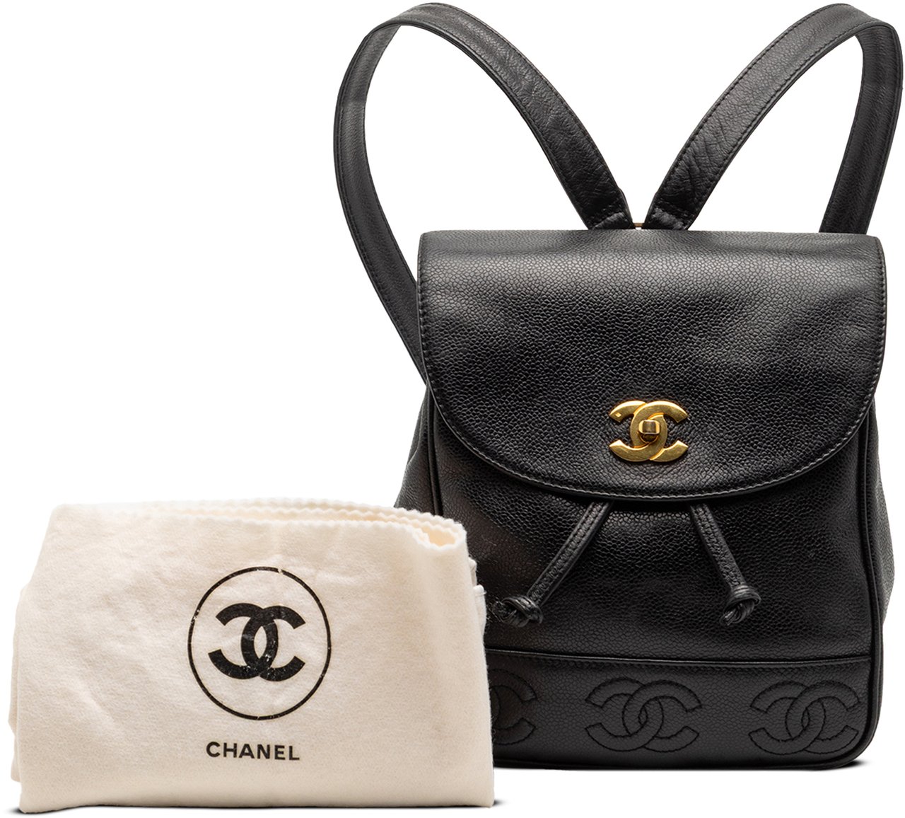 Chanel Caviar Triple CC Backpack Zwart