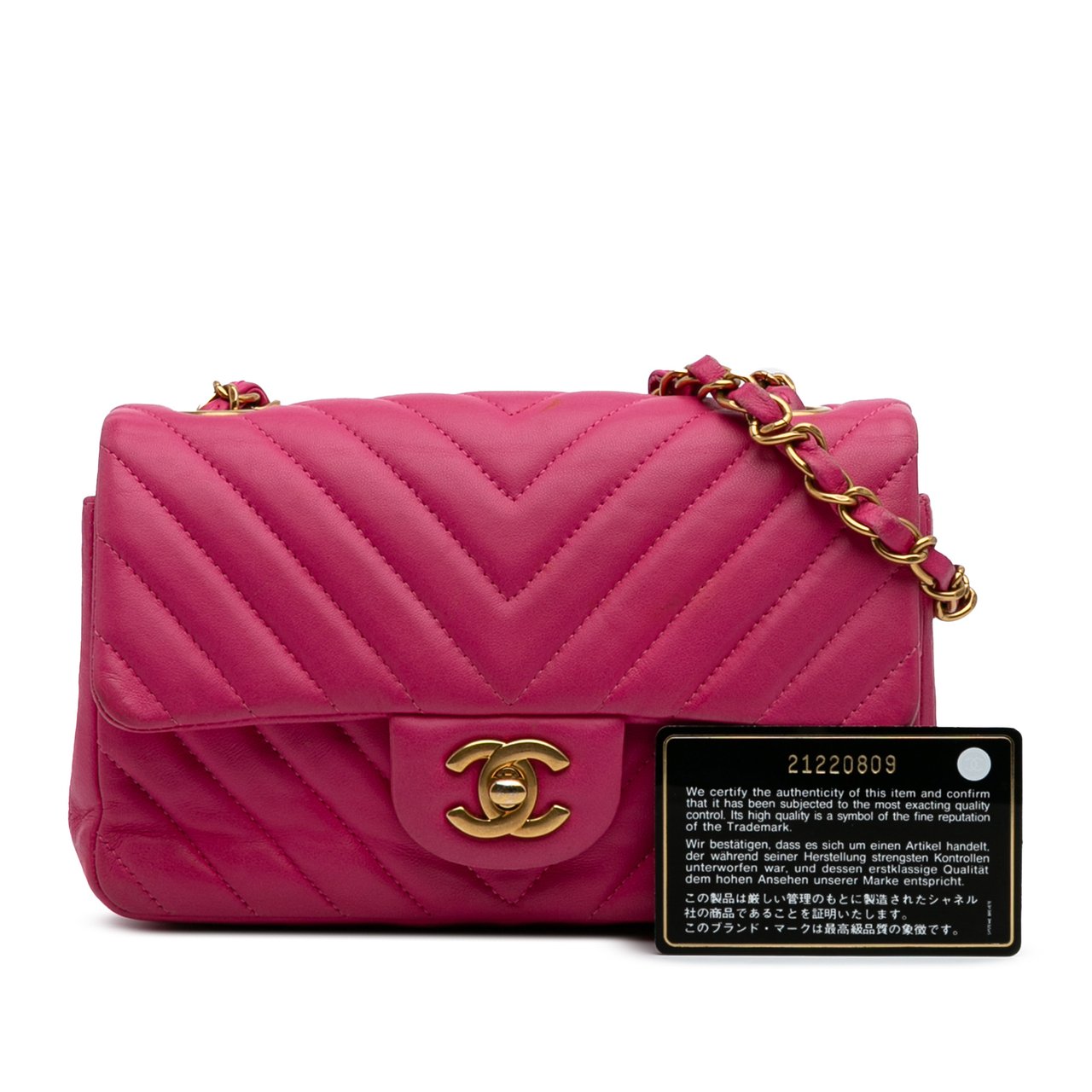Chanel Mini Rectangular Classic Chevron Lambskin Single Flap Roze