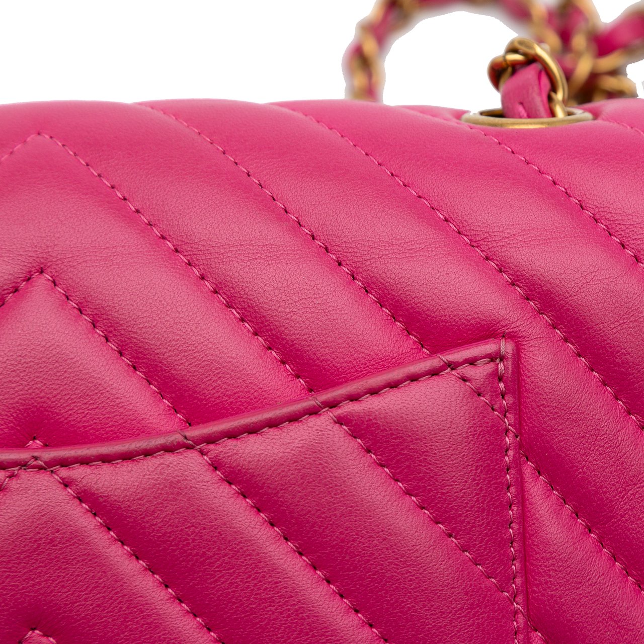 Chanel Mini Rectangular Classic Chevron Lambskin Single Flap Roze