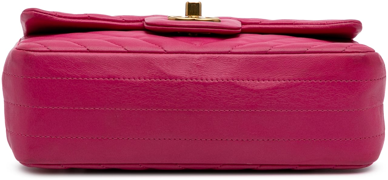 Chanel Mini Rectangular Classic Chevron Lambskin Single Flap Roze