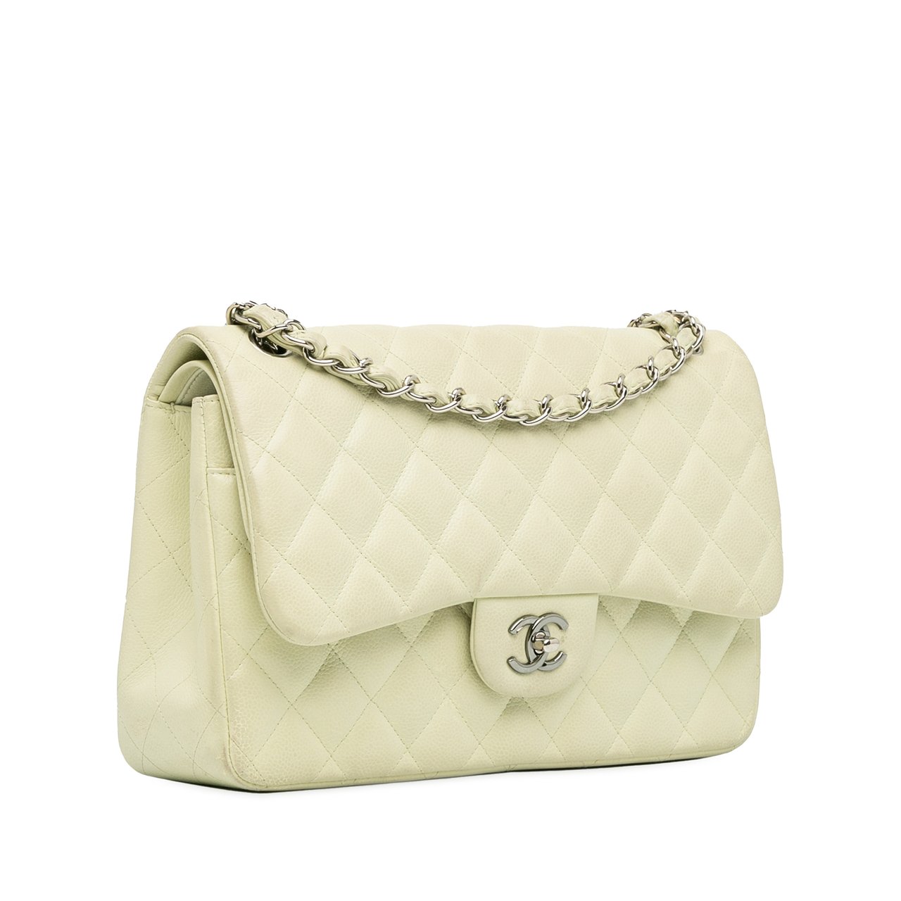 Chanel Jumbo Classic Caviar Double Flap Wit