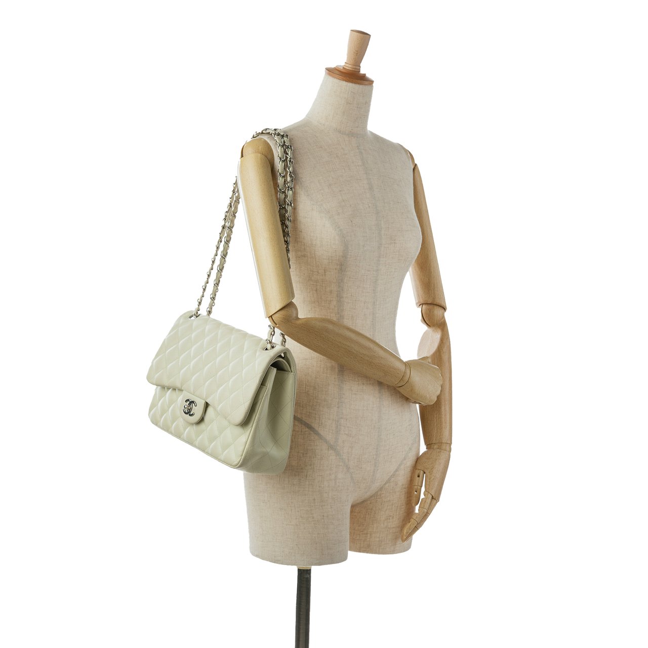 Chanel Jumbo Classic Caviar Double Flap Wit