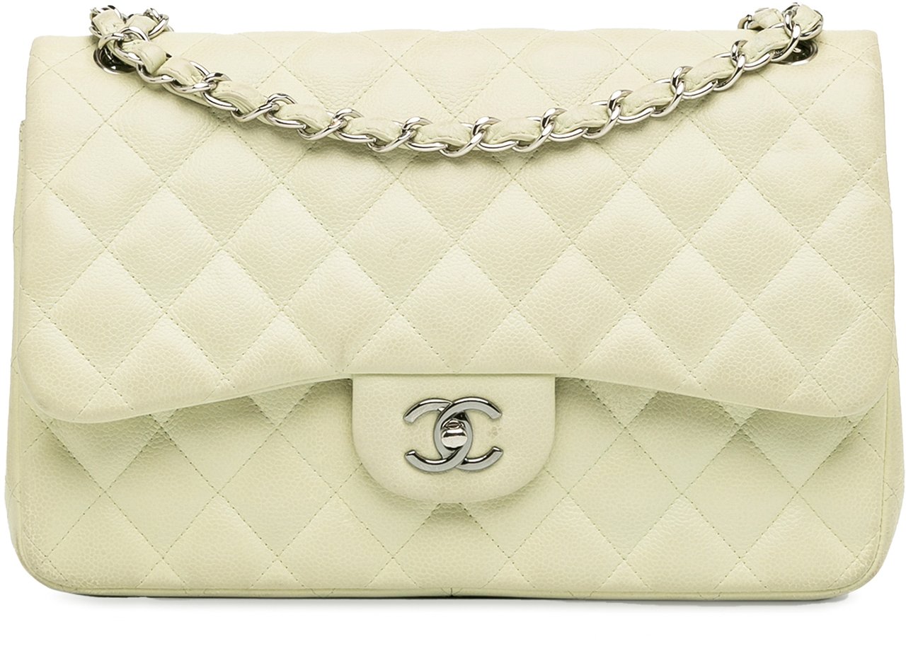 Chanel Jumbo Classic Caviar Double Flap Wit
