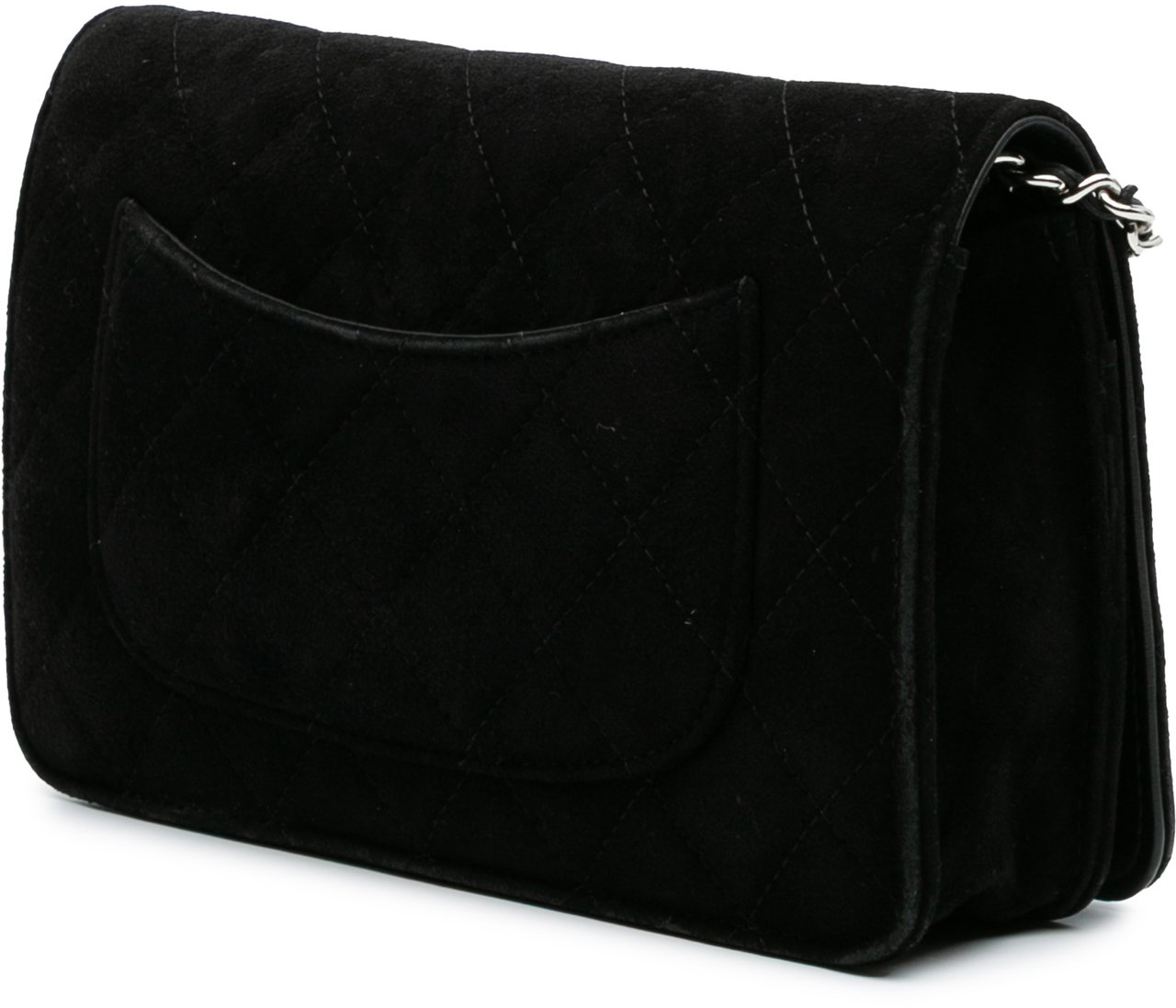Chanel Quilted Suede Cocostellar Wallet on Chain Zwart