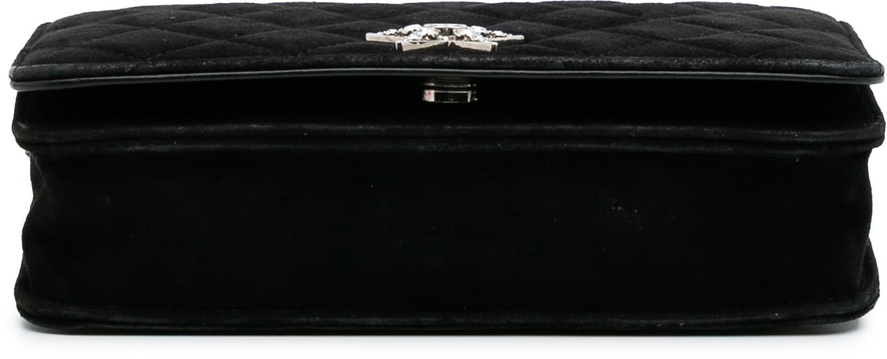 Chanel Quilted Suede Cocostellar Wallet on Chain Zwart