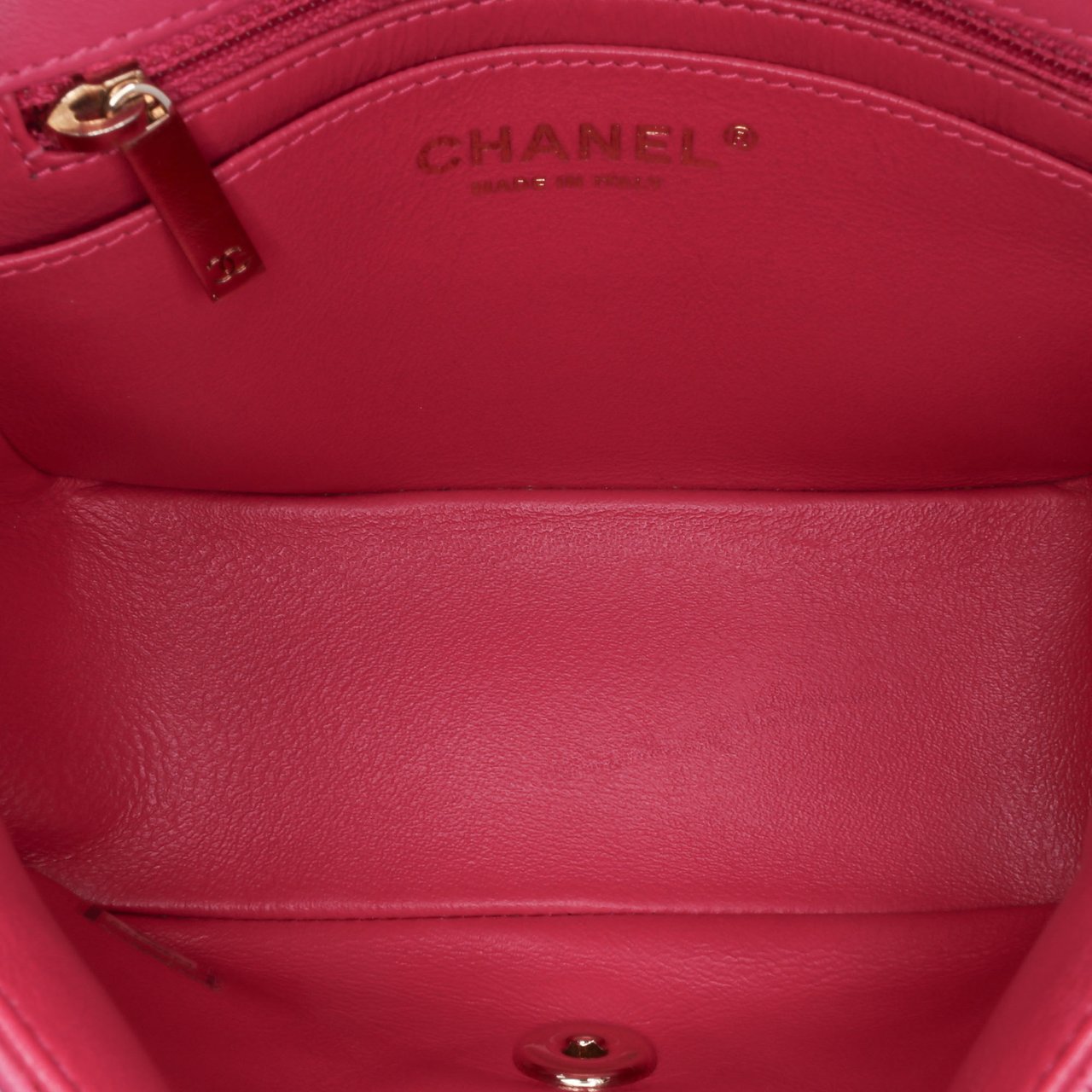 Chanel Mini Square Classic Chevron Lambskin Single Flap Roze