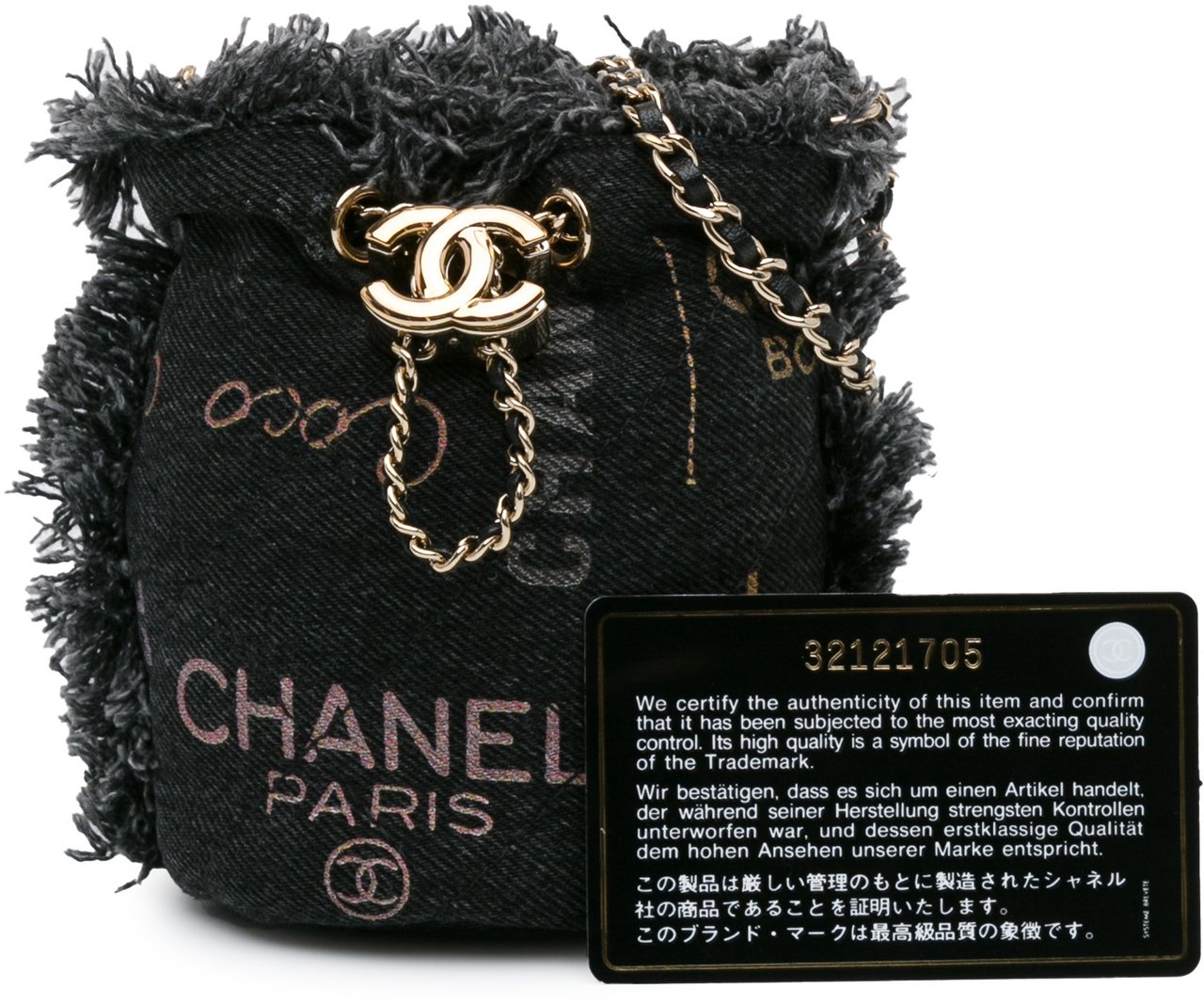 Chanel Mini Denim Mood Bucket with Chain Grijs