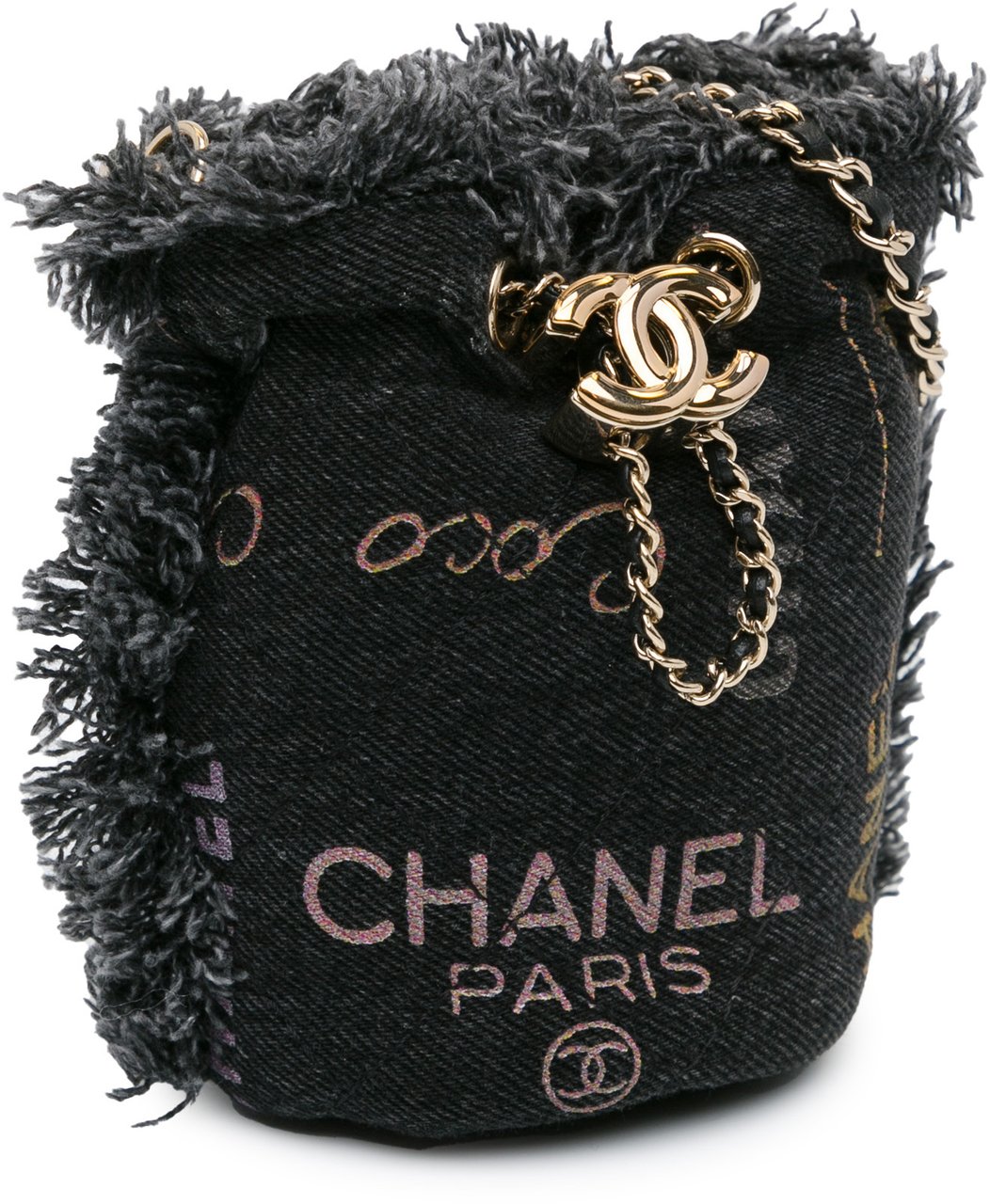 Chanel Mini Denim Mood Bucket with Chain Grijs