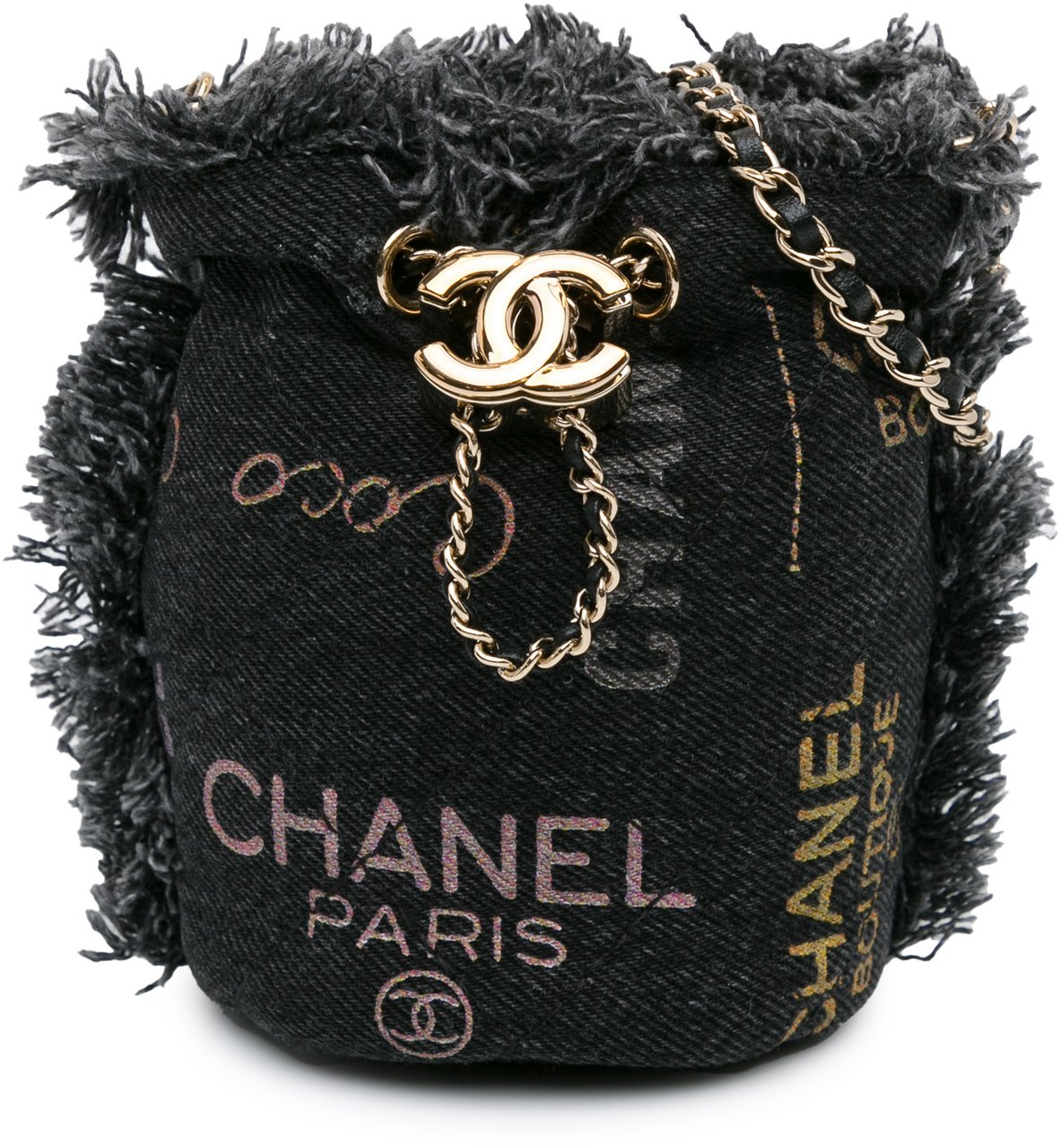 Chanel Mini Denim Mood Bucket with Chain Grijs