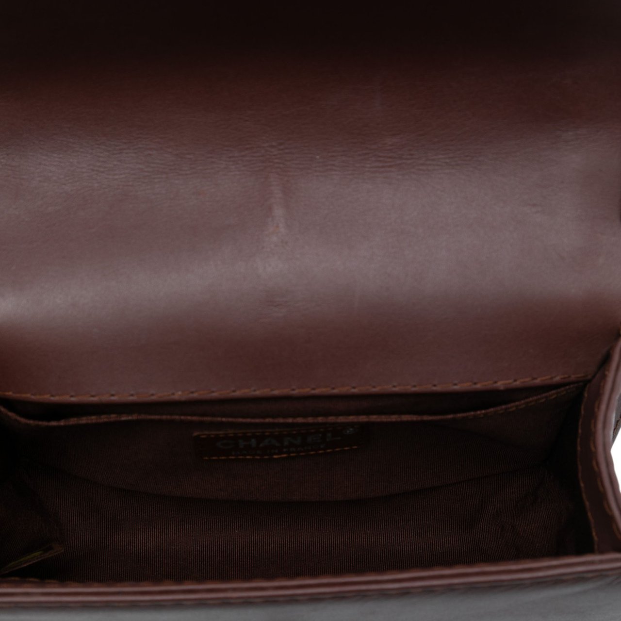 Chanel Small Quilted Lambskin Wild Stitch Boy Flap Bruin