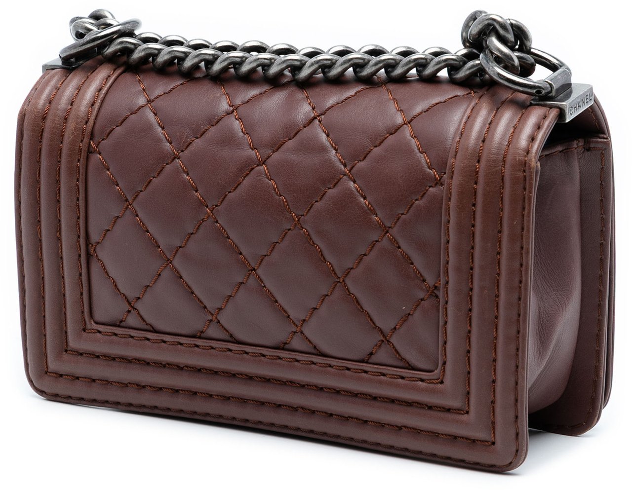 Chanel Small Quilted Lambskin Wild Stitch Boy Flap Bruin