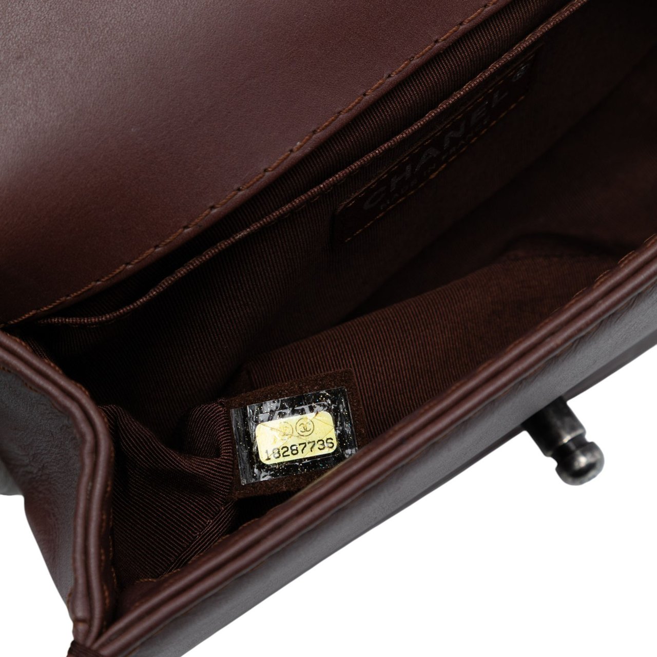 Chanel Small Quilted Lambskin Wild Stitch Boy Flap Bruin