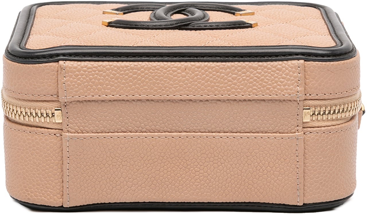 Chanel Small Caviar CC Filigree Vanity Case Bruin