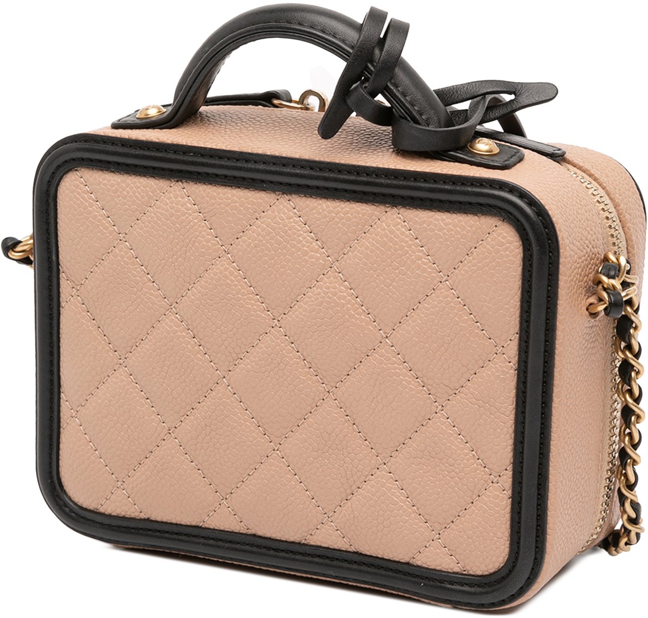 Chanel Small Caviar CC Filigree Vanity Case Bruin