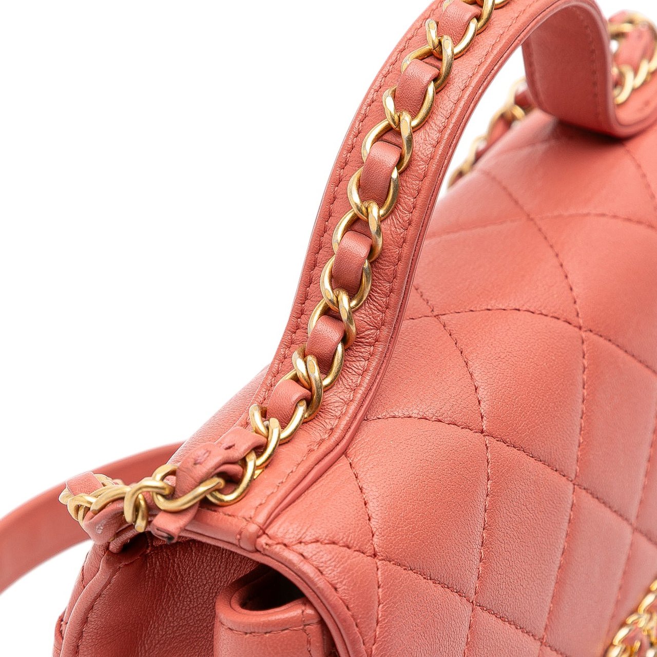 Chanel Quilted Lambskin Chain Infinity Top Handle Bag Roze