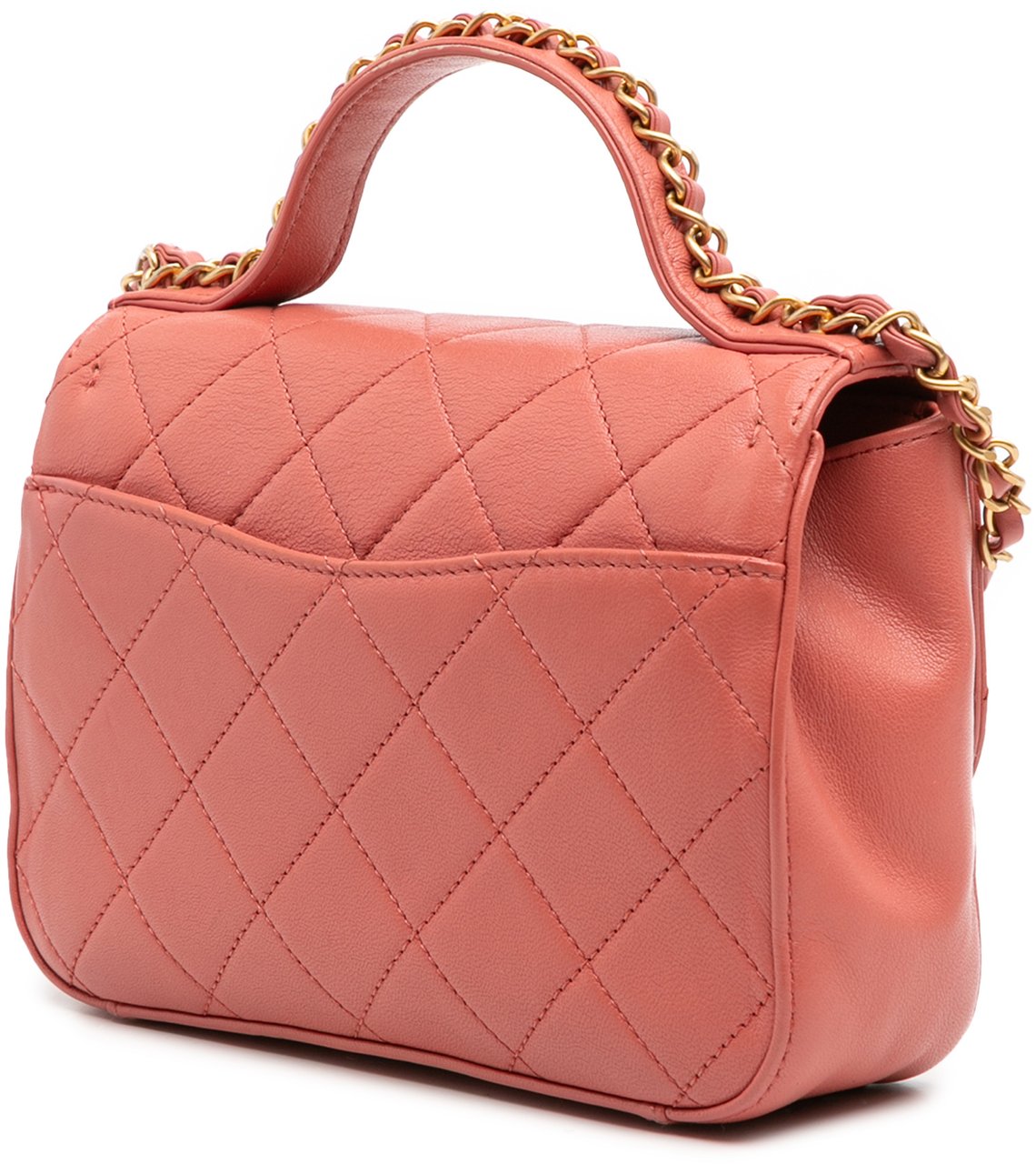 Chanel Quilted Lambskin Chain Infinity Top Handle Bag Roze