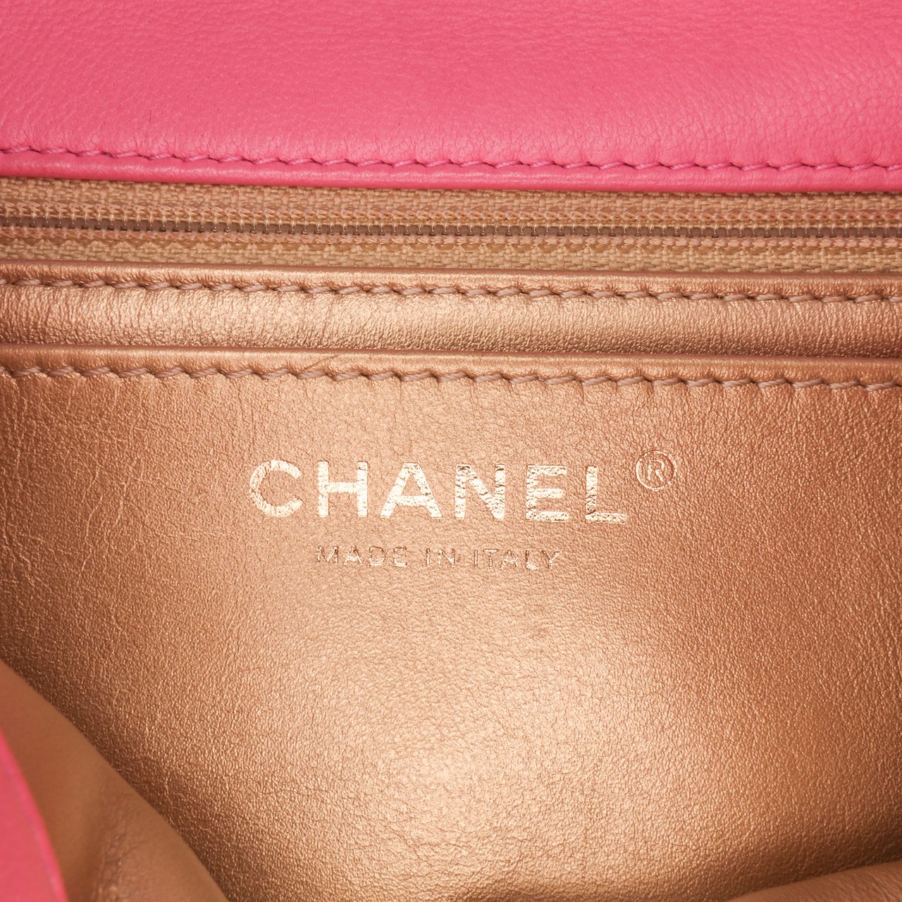 Chanel Mini Square Classic Lambskin Pearl Crush Single Flap Roze