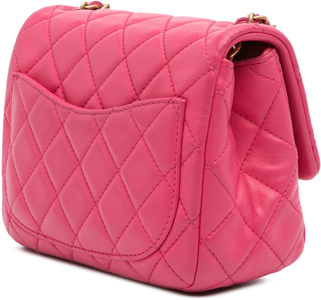 Chanel Mini Square Classic Lambskin Pearl Crush Single Flap Roze