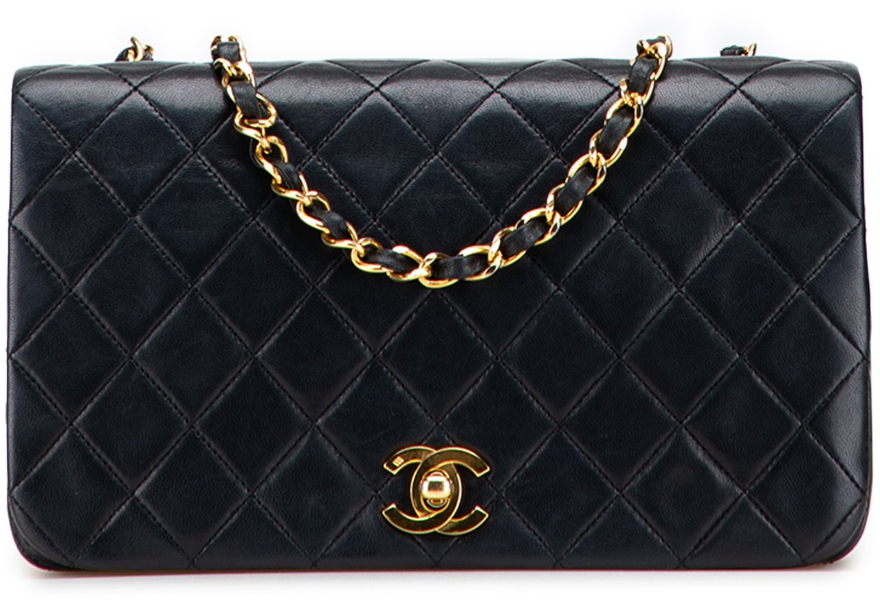Chanel CC Quilted Lambskin Full Single Flap Zwart