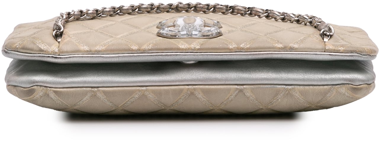 Chanel Quilted Metallic Distressed Lambskin CC Crystal Flap Bruin