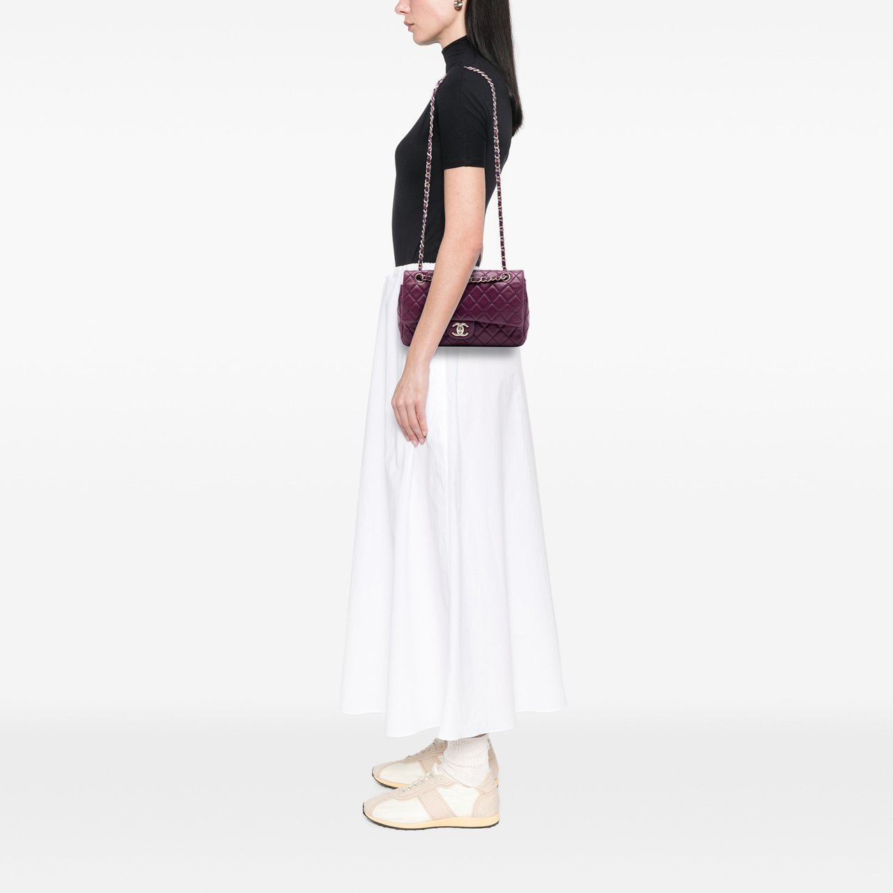 Chanel Medium Classic Lambskin Double Flap Paars