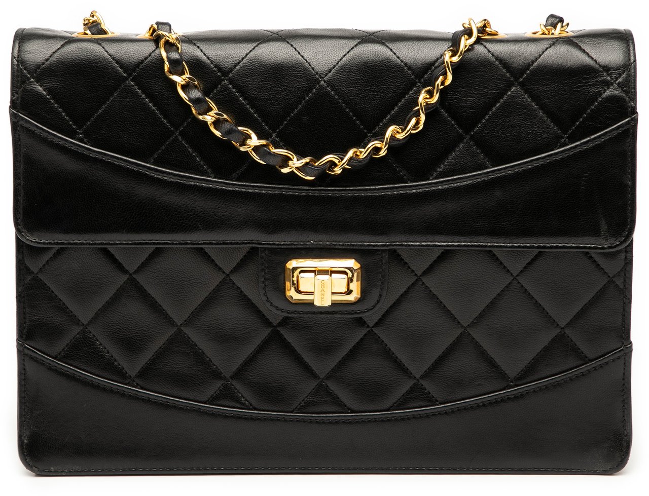 Chanel Medium Quilted Lambskin Mademoiselle Single Flap Zwart