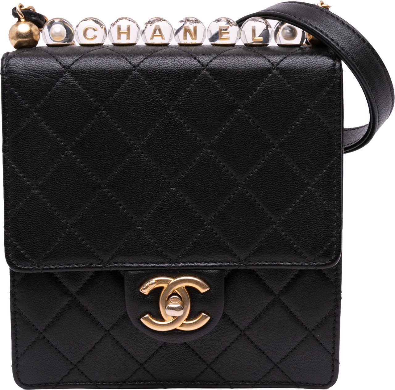 Chanel Small Lambskin Chic Pearls Flap Zwart